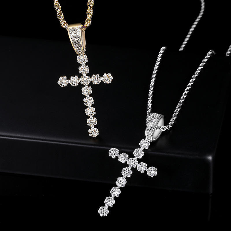 Large Silver Cross Necklace, Oversized Pendant for Women & Men