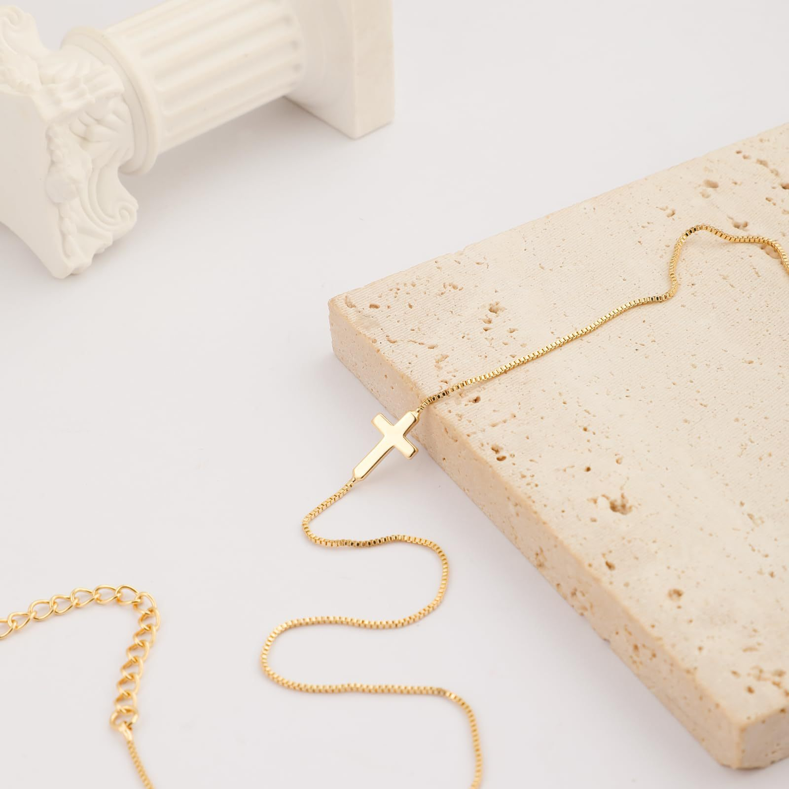 Little Cross Necklace – Minimal Dainty Gold Miniature Cross Pendant for Women