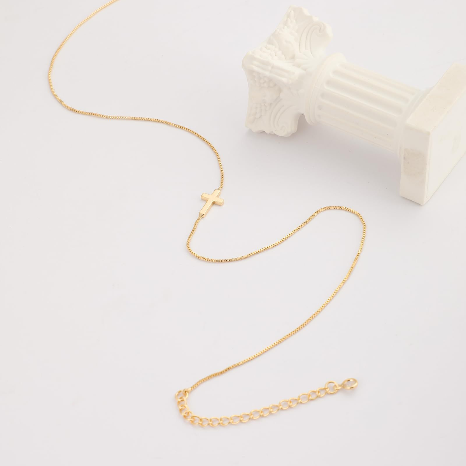 Little Cross Necklace – Minimal Dainty Gold Miniature Cross Pendant for Women