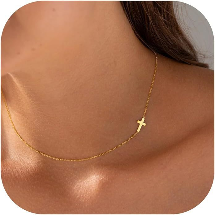 Little Cross Necklace – Minimal Dainty Gold Miniature Cross Pendant for Women