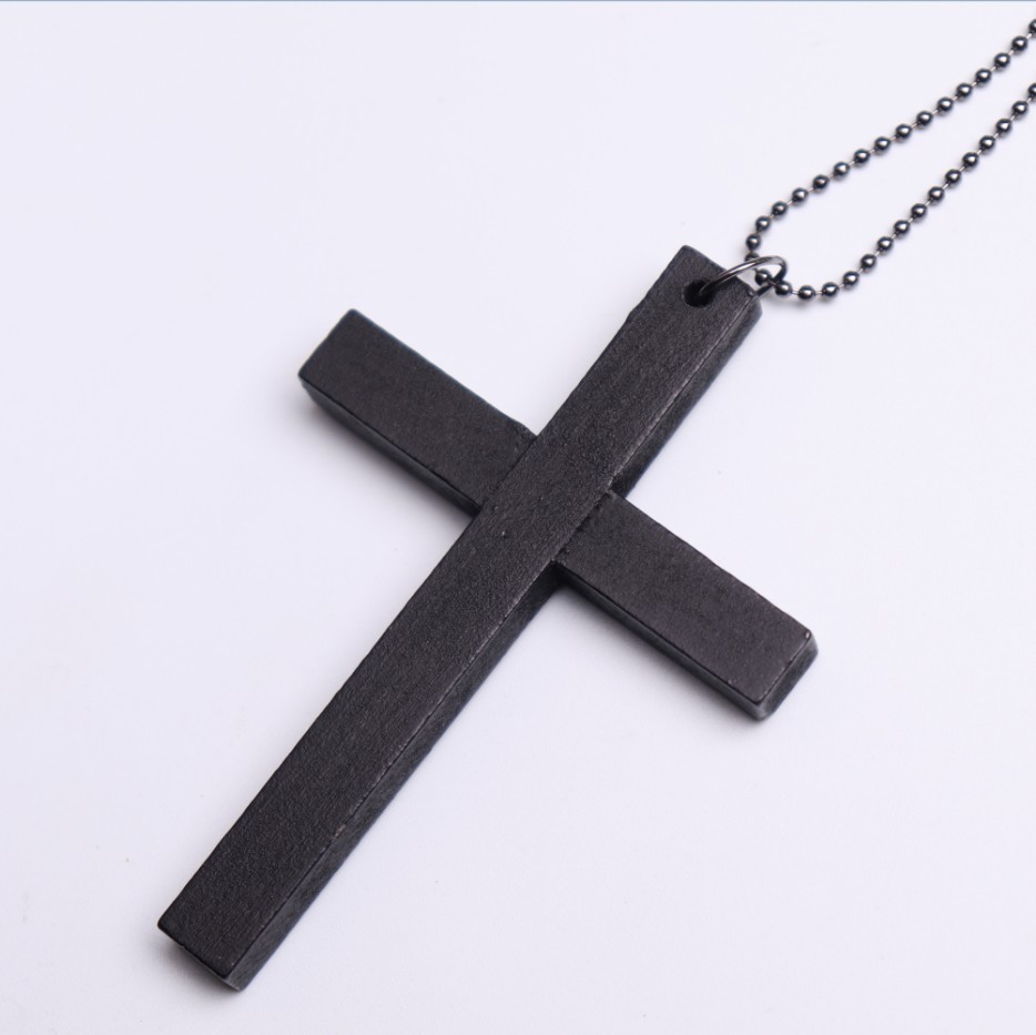 Mini Wooden Cross Pendant Necklace – Matte Black Wooden Cross Bulk for Church, Crafts & Gifts