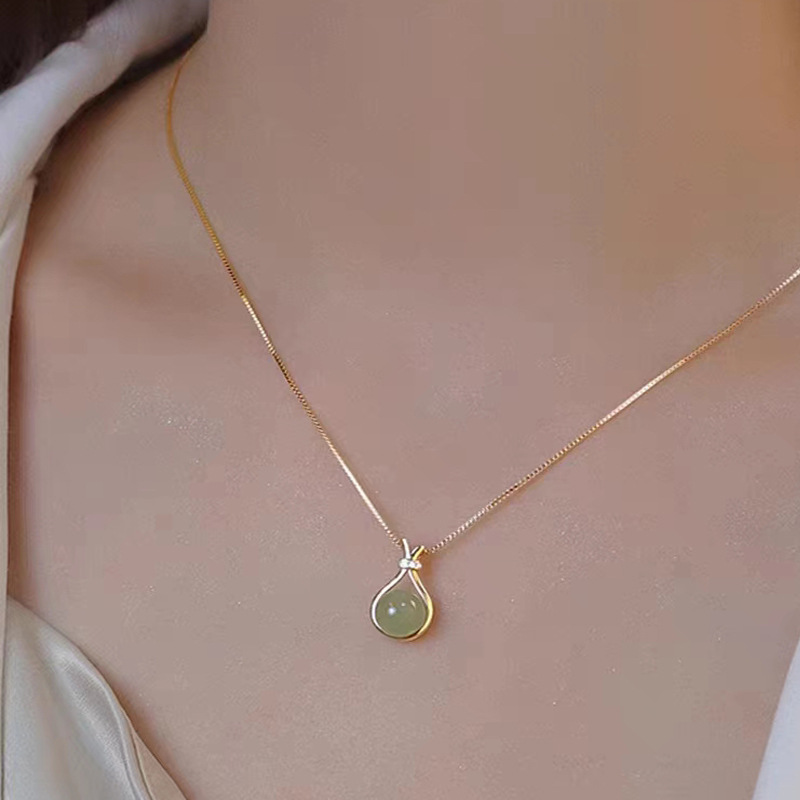 Elegant Gold Pendant Necklace with Jade Sphere for Jewelry Making