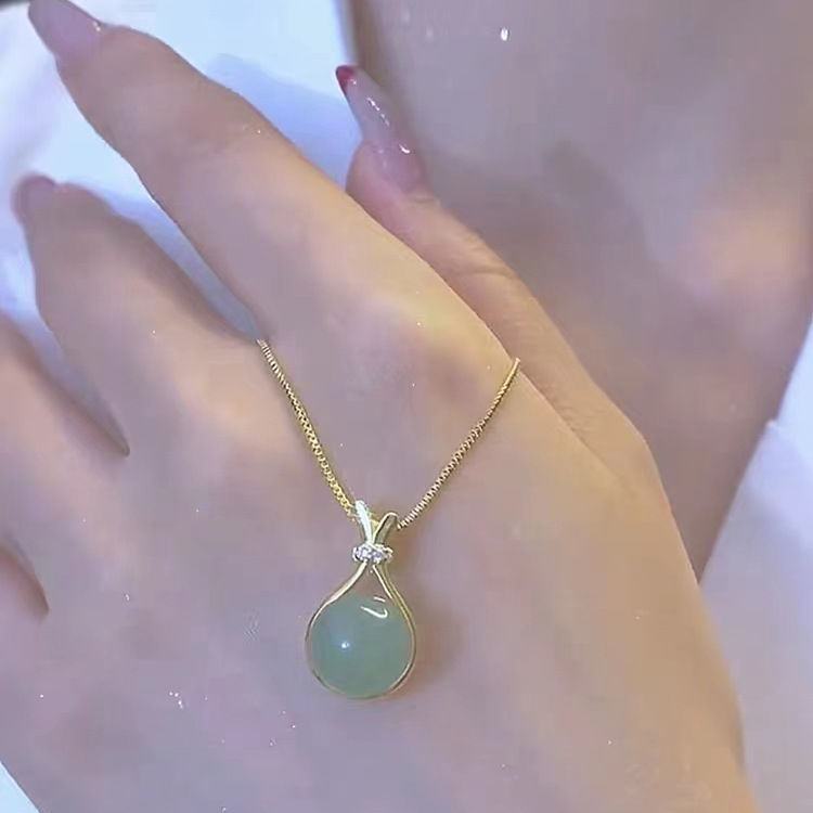 Elegant Gold Pendant Necklace with Jade Sphere for Jewelry Making