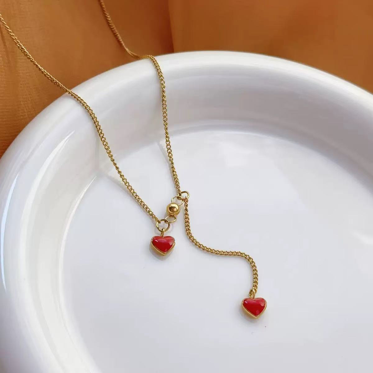 Double Heart Pendant Gold Necklace – Jewelry Making Supplies Necklaces | Wholesale Jewelry Pieces & Craft Materials