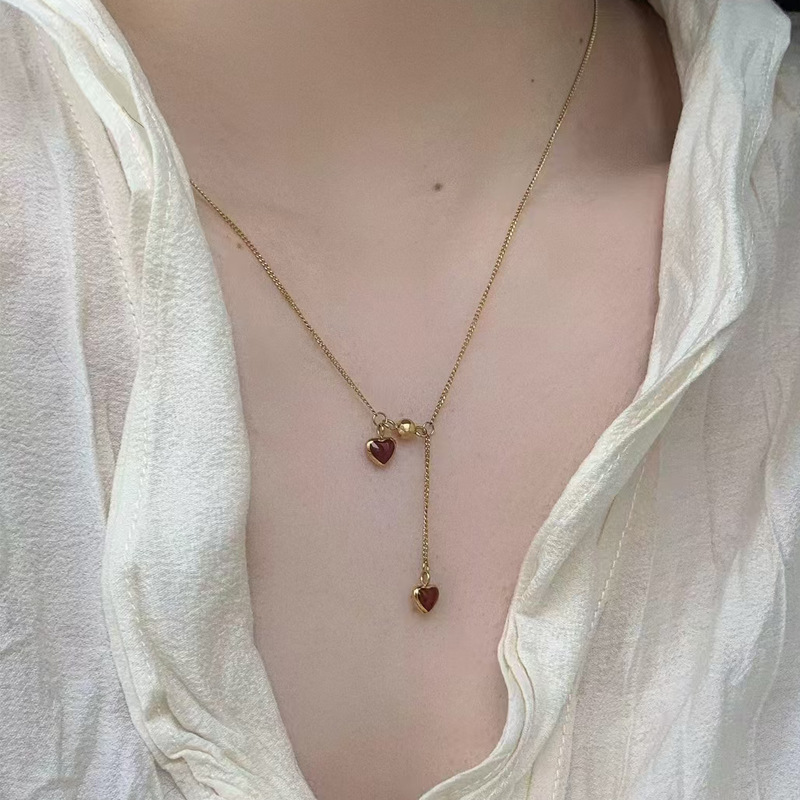 Double Heart Pendant Gold Necklace – Jewelry Making Supplies Necklaces | Wholesale Jewelry Pieces & Craft Materials