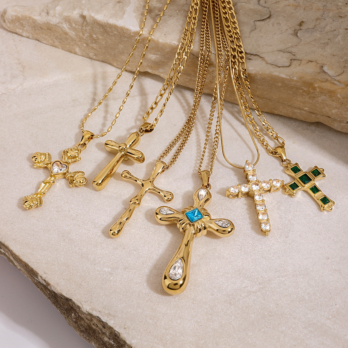 Dainty Gold Cross Pendant Necklace Set – Minimalist Fine Jewelry for Women & Men