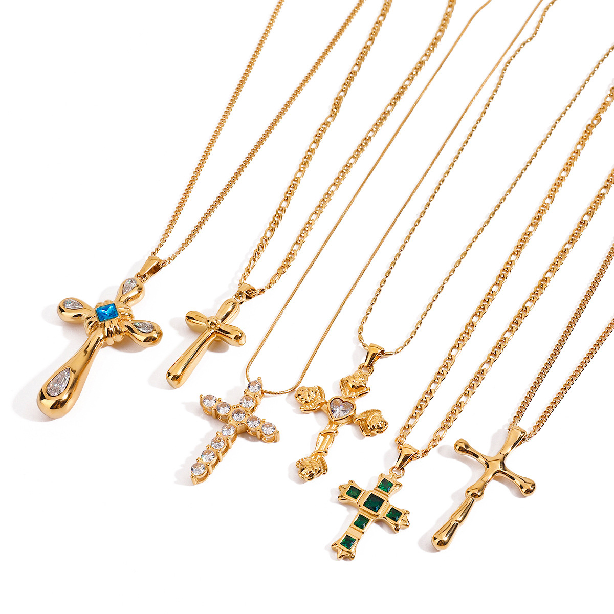 Dainty Gold Cross Pendant Necklace Set – Minimalist Fine Jewelry for Women & Men