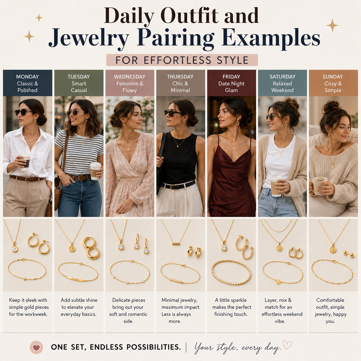 Daily Outfit and Jewelry Pairing Examples for Effortless Style
