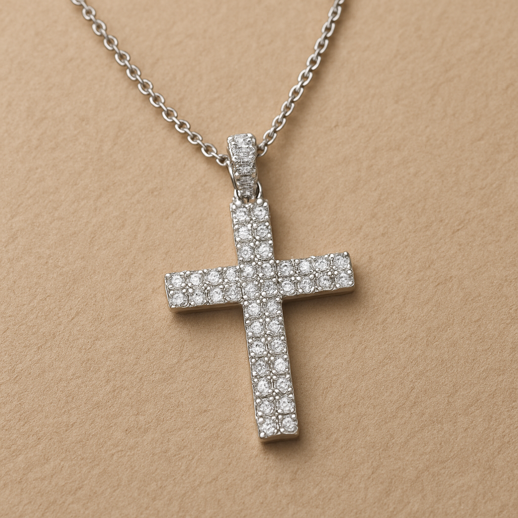 Pave Diamond Cross Necklace – Elegant Pave Diamond Cross Pendant