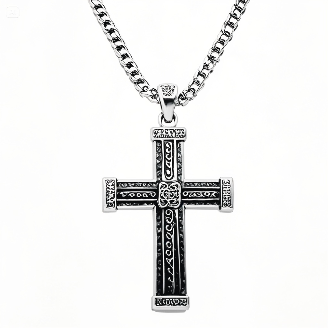 Vintage Stainless Steel Cross Necklace for Men – Gothic Black Silver Pendant