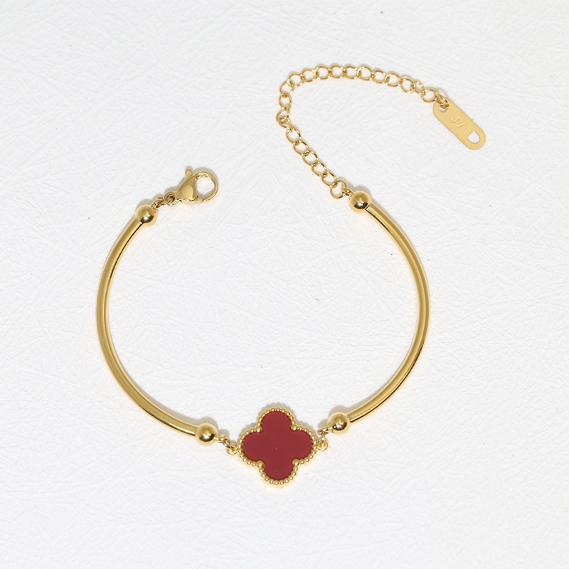 Gold Tube Bangle Bracelet with Green Clover Charm – Precious Metal Jewelry Supply