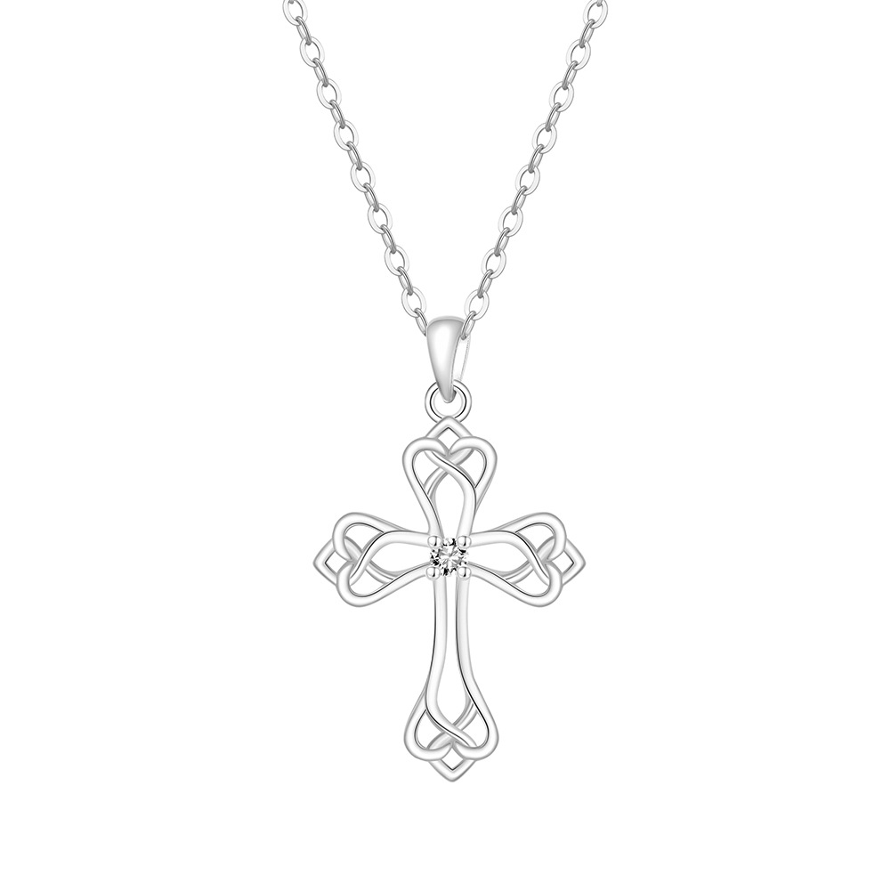 925 Sterling Silver Celtic Cross Pendant Necklace for Women
