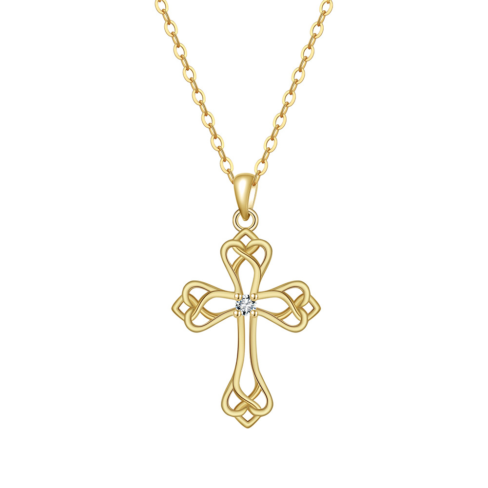 925 Sterling Silver Celtic Cross Pendant Necklace for Women