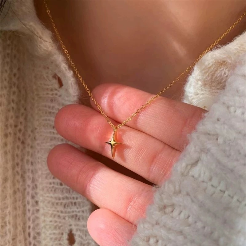 Minimalist Gold Cross Pendant Necklace for Women/Men – Small 3D Tiny Cross Charm, Fashion Jewelry