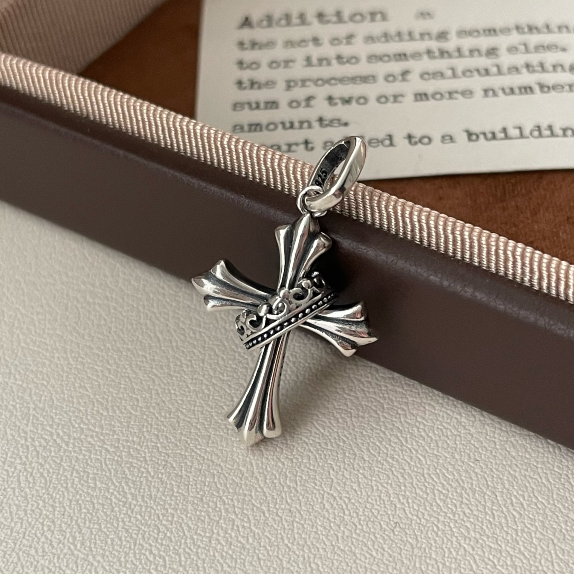 925 Sterling Silver Small Horizontal Sideways Cross Pendant Necklace for Women