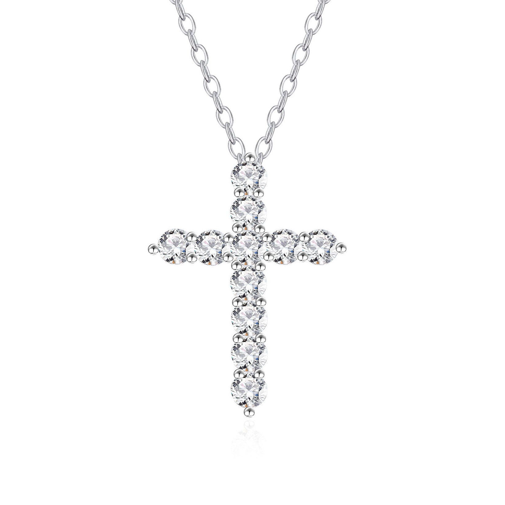Elegant Silver Link Necklace with Cross Pendant – Simple Silver Chain for Women