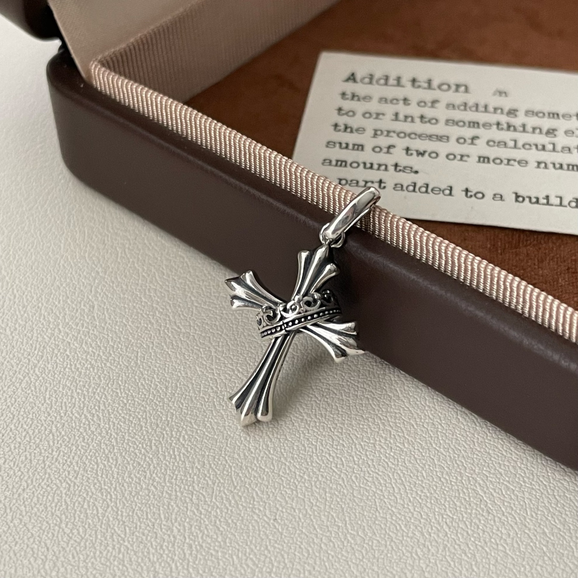 925 Sterling Silver Small Horizontal Sideways Cross Pendant Necklace for Women