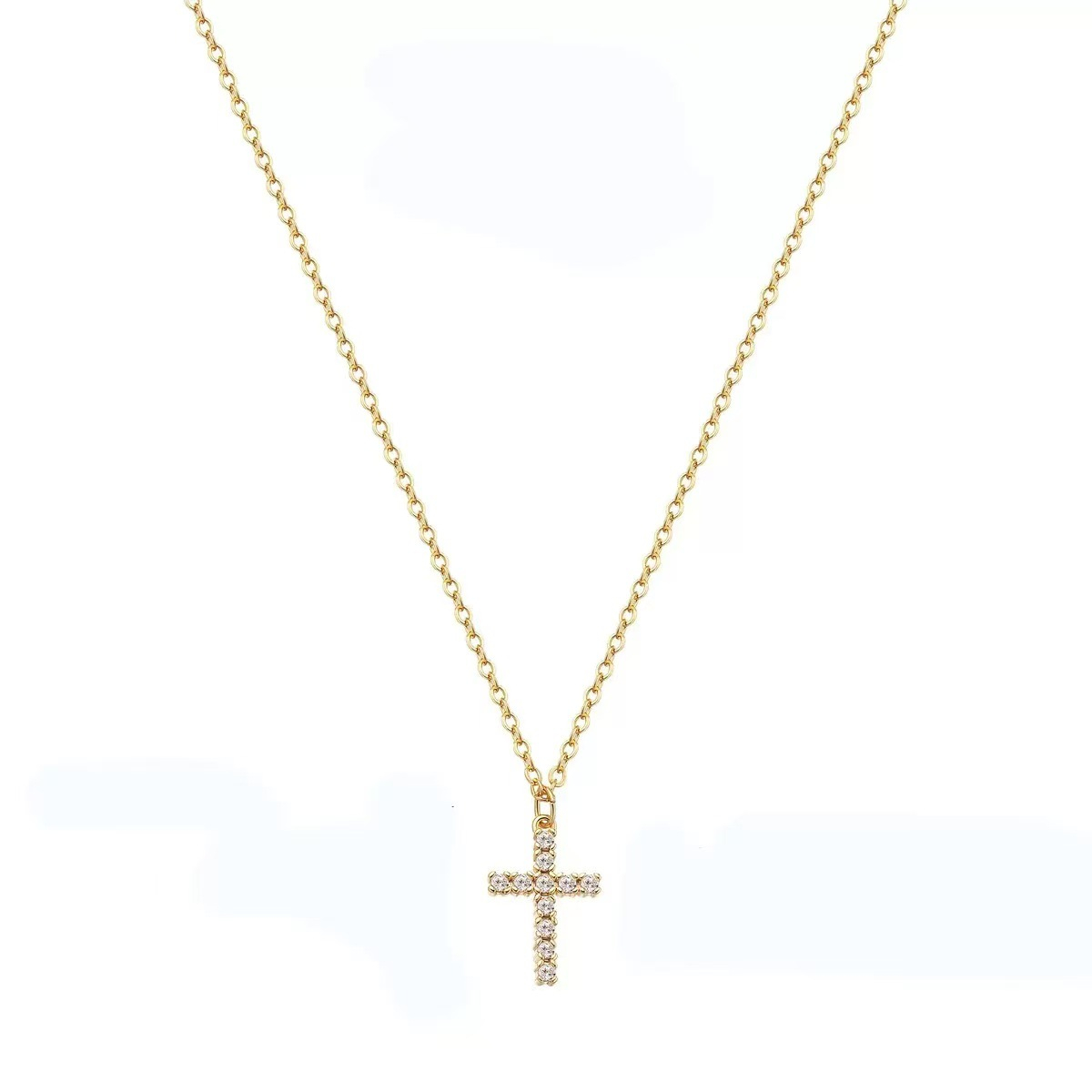 Skinny Cross Necklace – Thin Gold Cross Pendant Necklace for Women