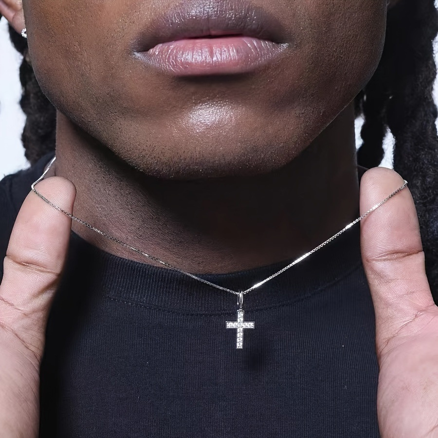 Small Dainty Cross Necklace – Minimalist Silver Pendant with Cubic Zirconia