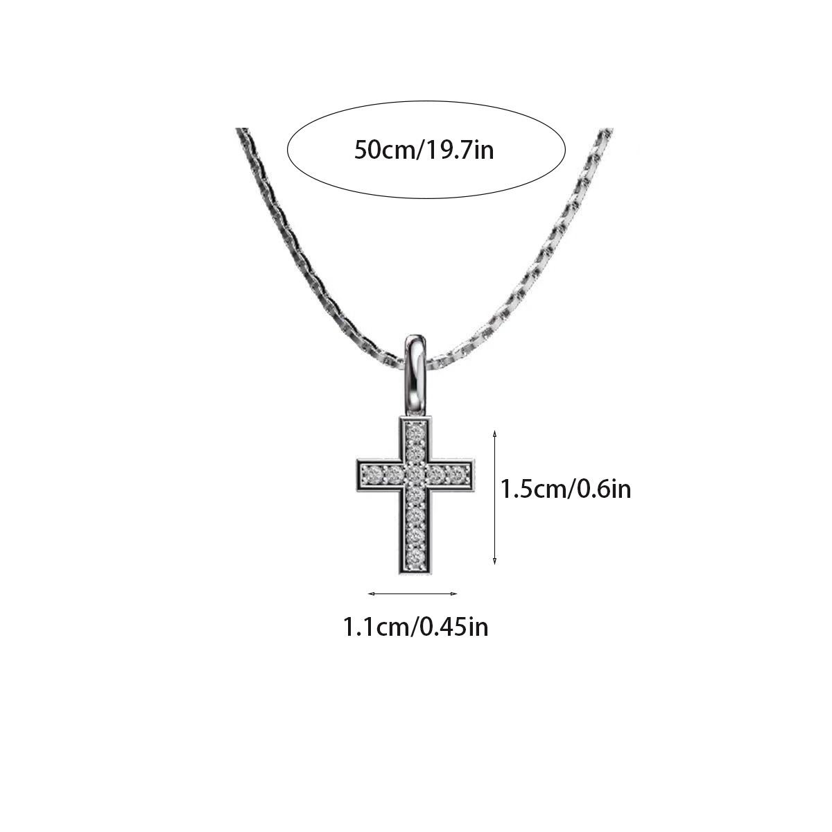 Small Dainty Cross Necklace – Minimalist Silver Pendant with Cubic Zirconia