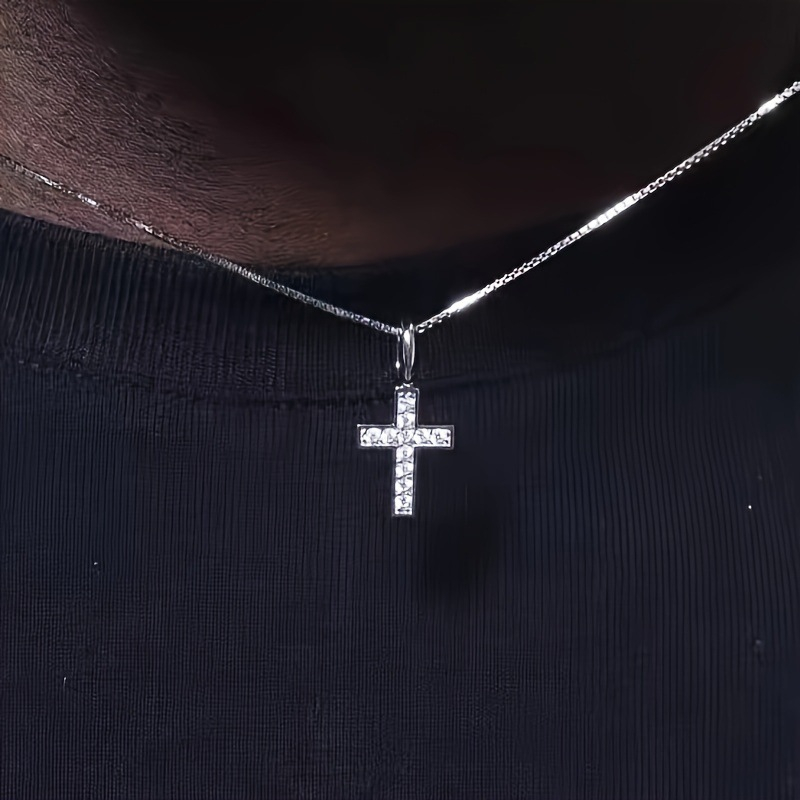 Small Dainty Cross Necklace – Minimalist Silver Pendant with Cubic Zirconia