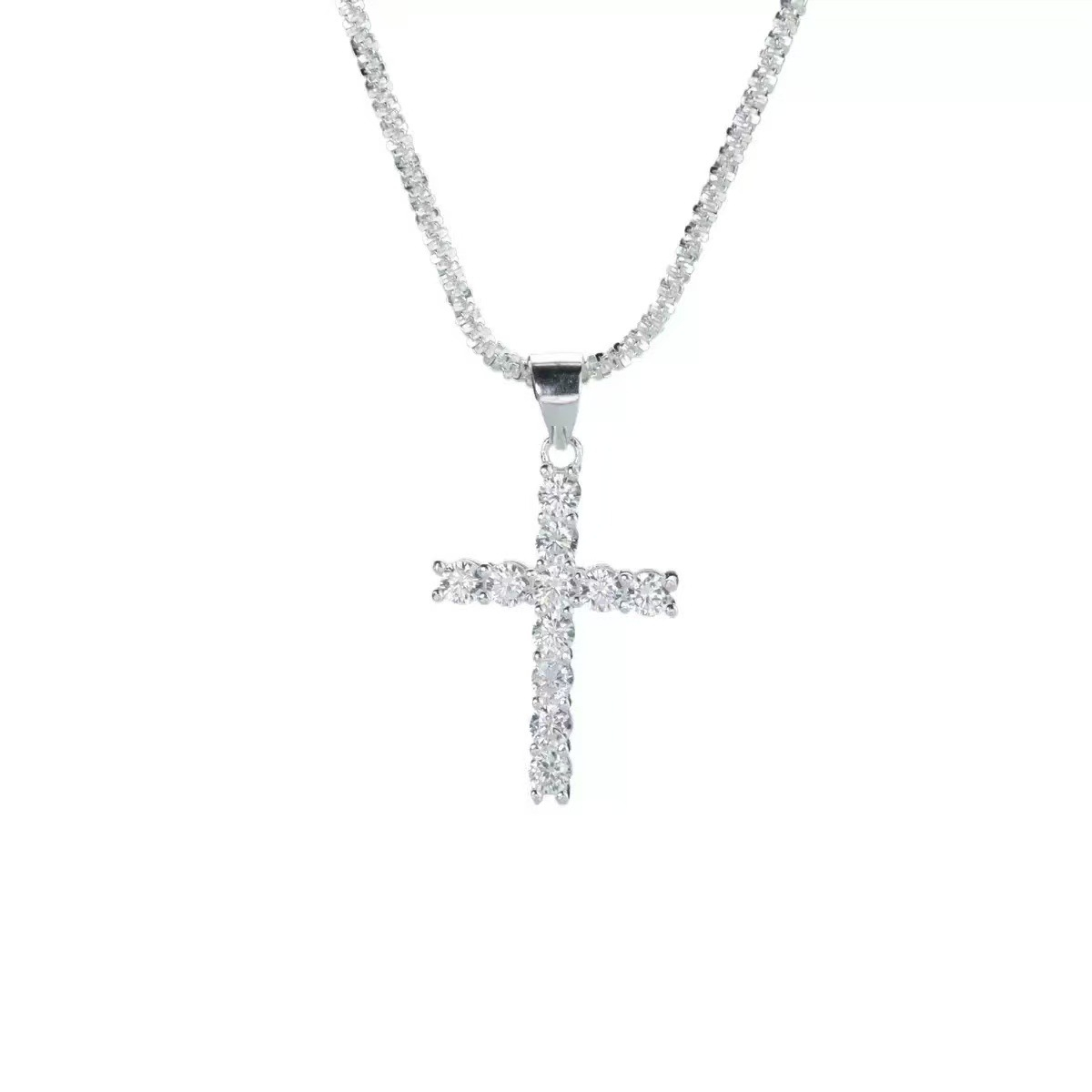 Unique Dainty Silver Cross Necklace for Women – Small Cubic Zirconia Pendant, Elegant Minimalist Jewelry Gift