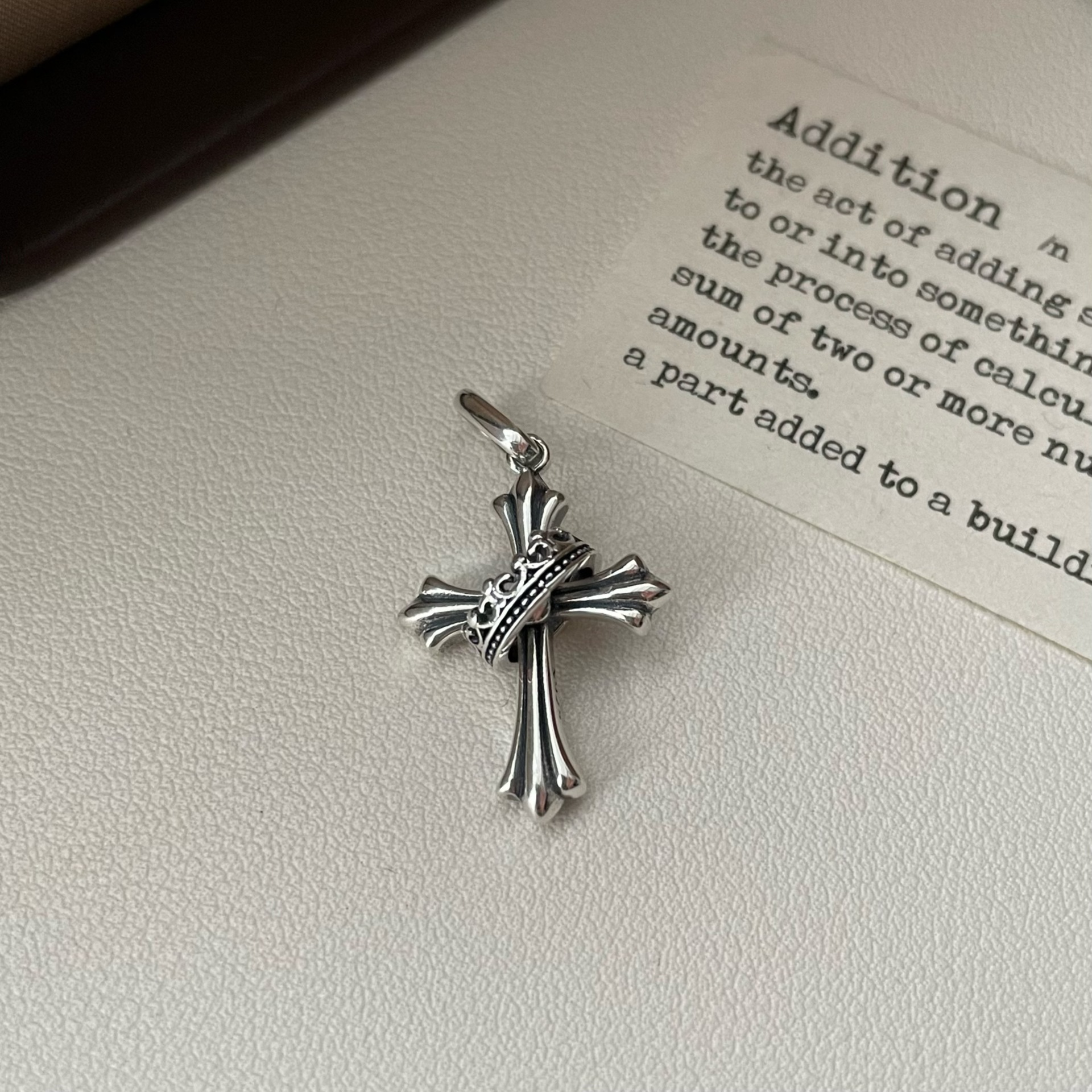 925 Sterling Silver Small Horizontal Sideways Cross Pendant Necklace for Women