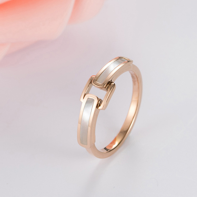 Elegant Stainless Steel Inlay Shell Ring for Women