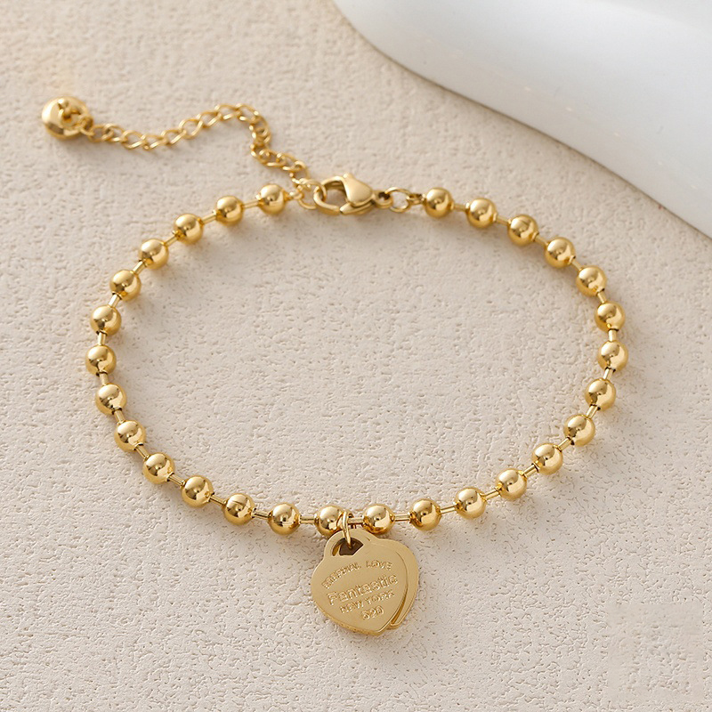 Gold Chunky Chain Bracelet with Black Round Pendant – Unisex Modern Statement Jewelry