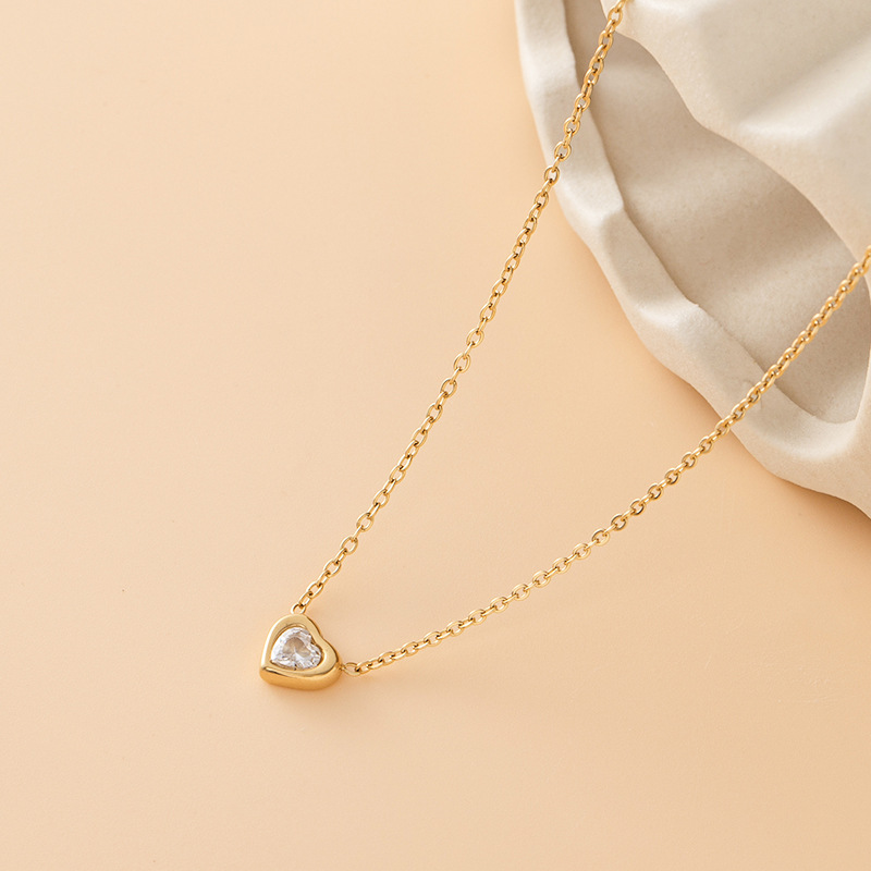 Heart Stainless Steel Jewelry Set for Women, Gold Plated Necklace Bracelet Earrings