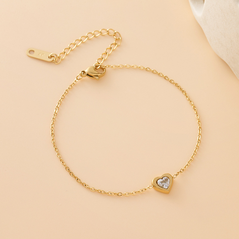 Heart Stainless Steel Jewelry Set for Women, Gold Plated Necklace Bracelet Earrings