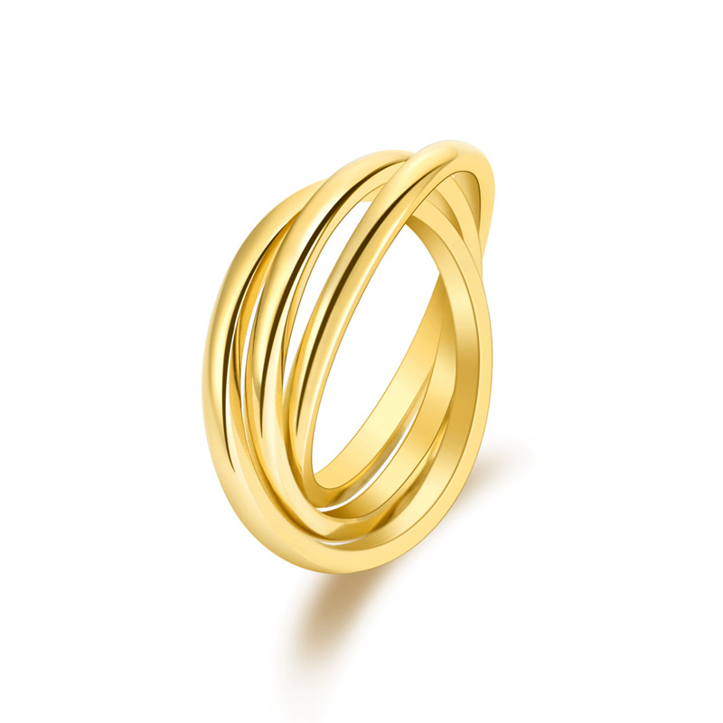 4-Color Titanium Stainless Steel Rolling Band Ring for Women