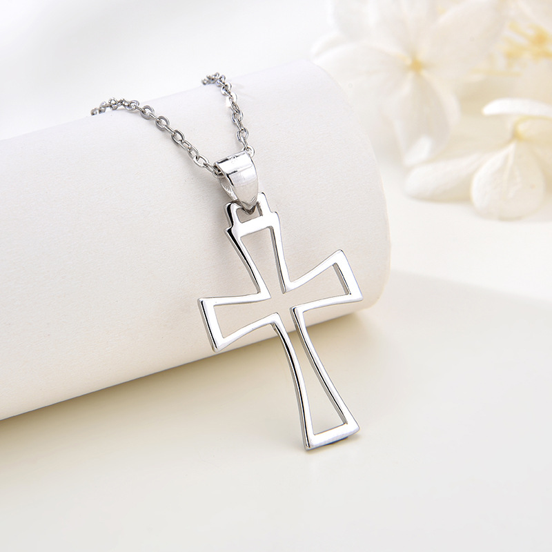Sterling Silver Cross Pendant Necklace - Minimalist Silver Cross Necklace for Men & Women
