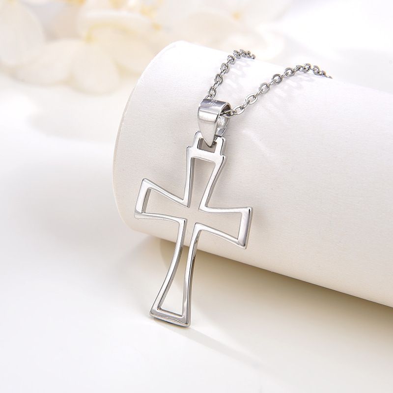 Sterling Silver Cross Pendant Necklace - Minimalist Silver Cross Necklace for Men & Women