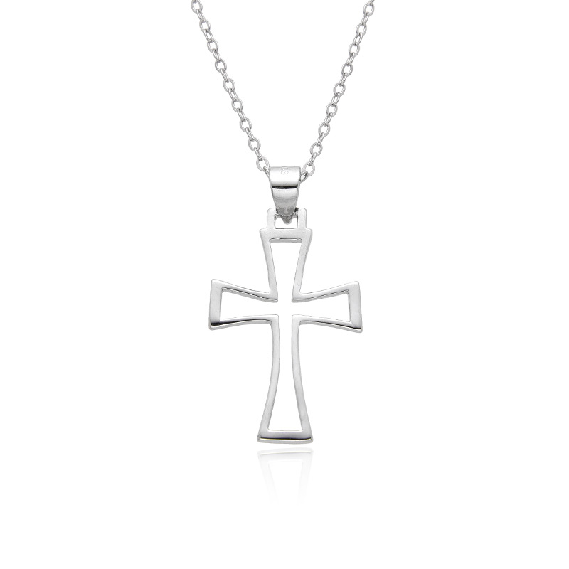 Sterling Silver Cross Pendant Necklace - Minimalist Silver Cross Necklace for Men & Women