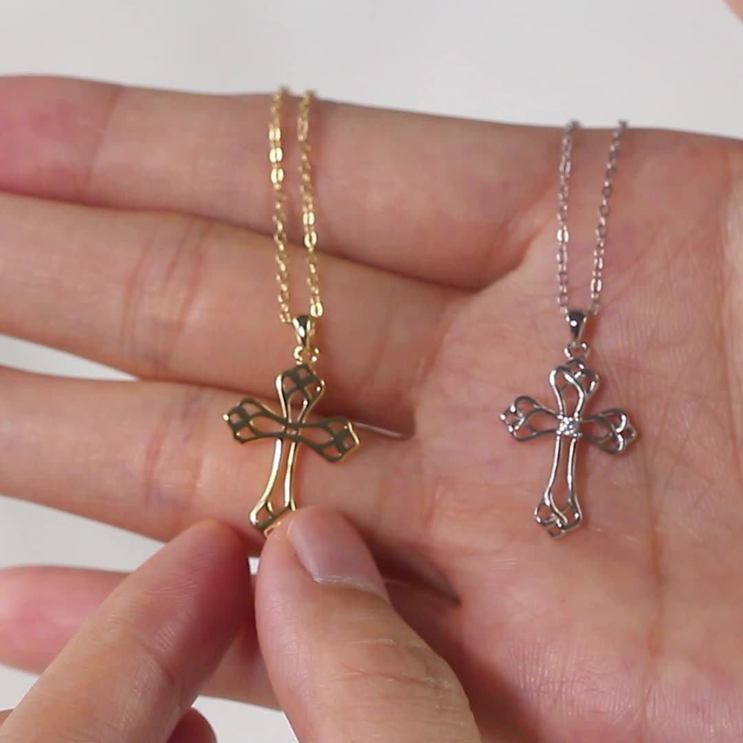 925 Sterling Silver Celtic Cross Pendant Necklace for Women
