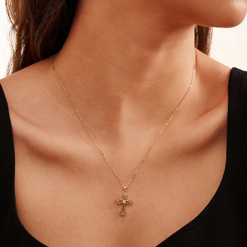 925 Sterling Silver Celtic Cross Pendant Necklace for Women