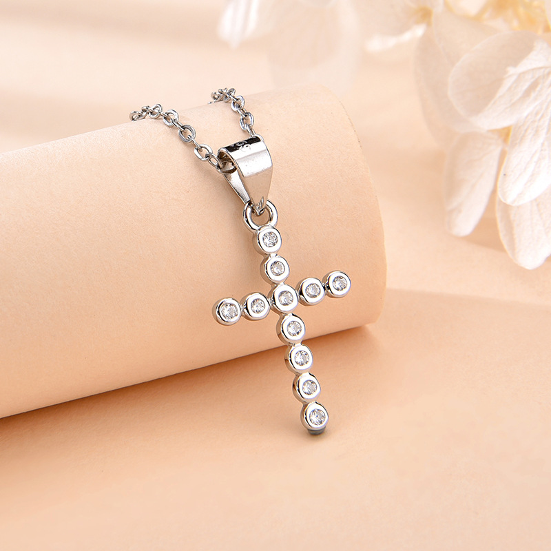 Sterling Silver 925 Cross Pendant Necklace - Elegant Sterling Silver Cross Necklace with Cubic Zirconia