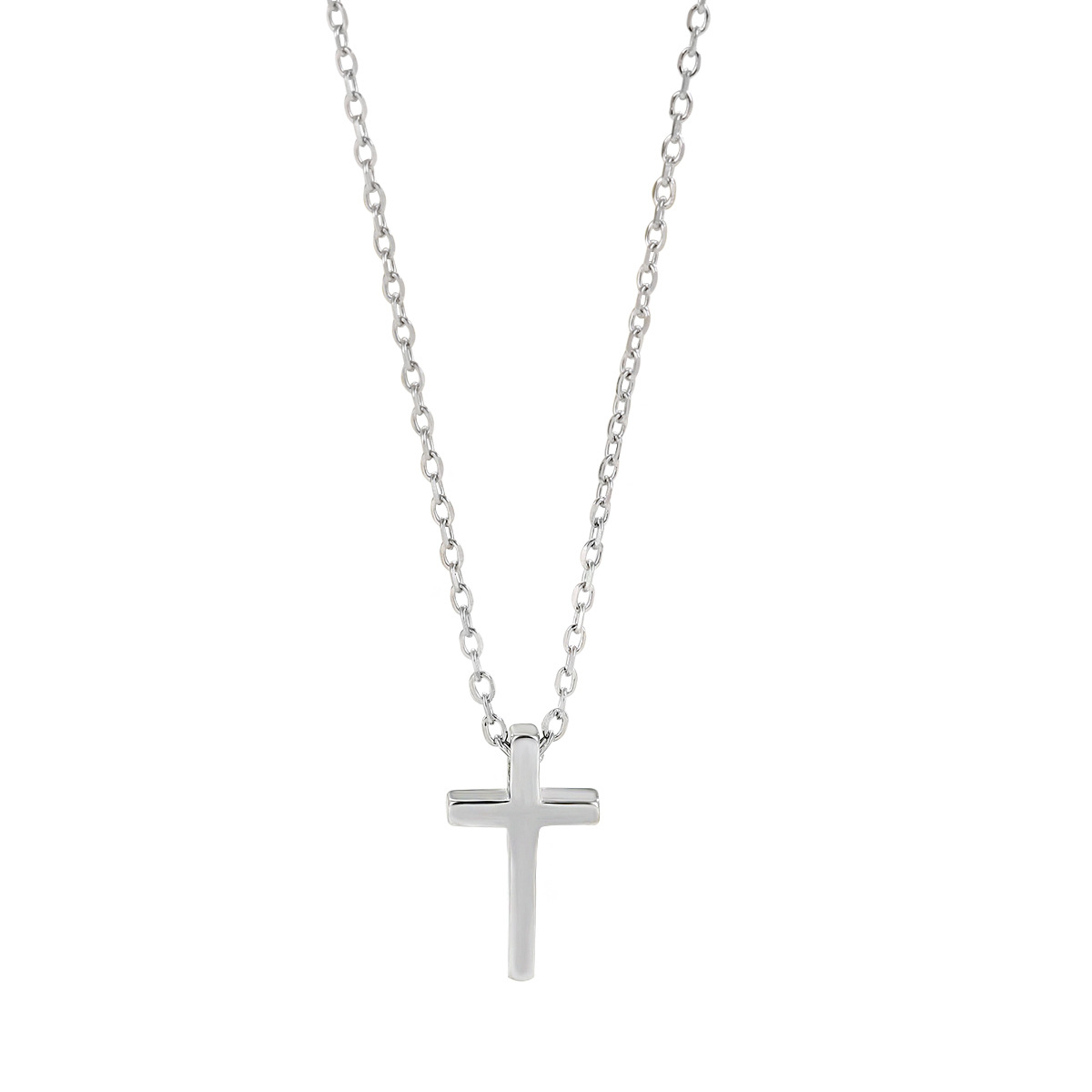 Thin Sterling Silver Chain with Minimalist Cross Pendant – Dainty Silver Necklace