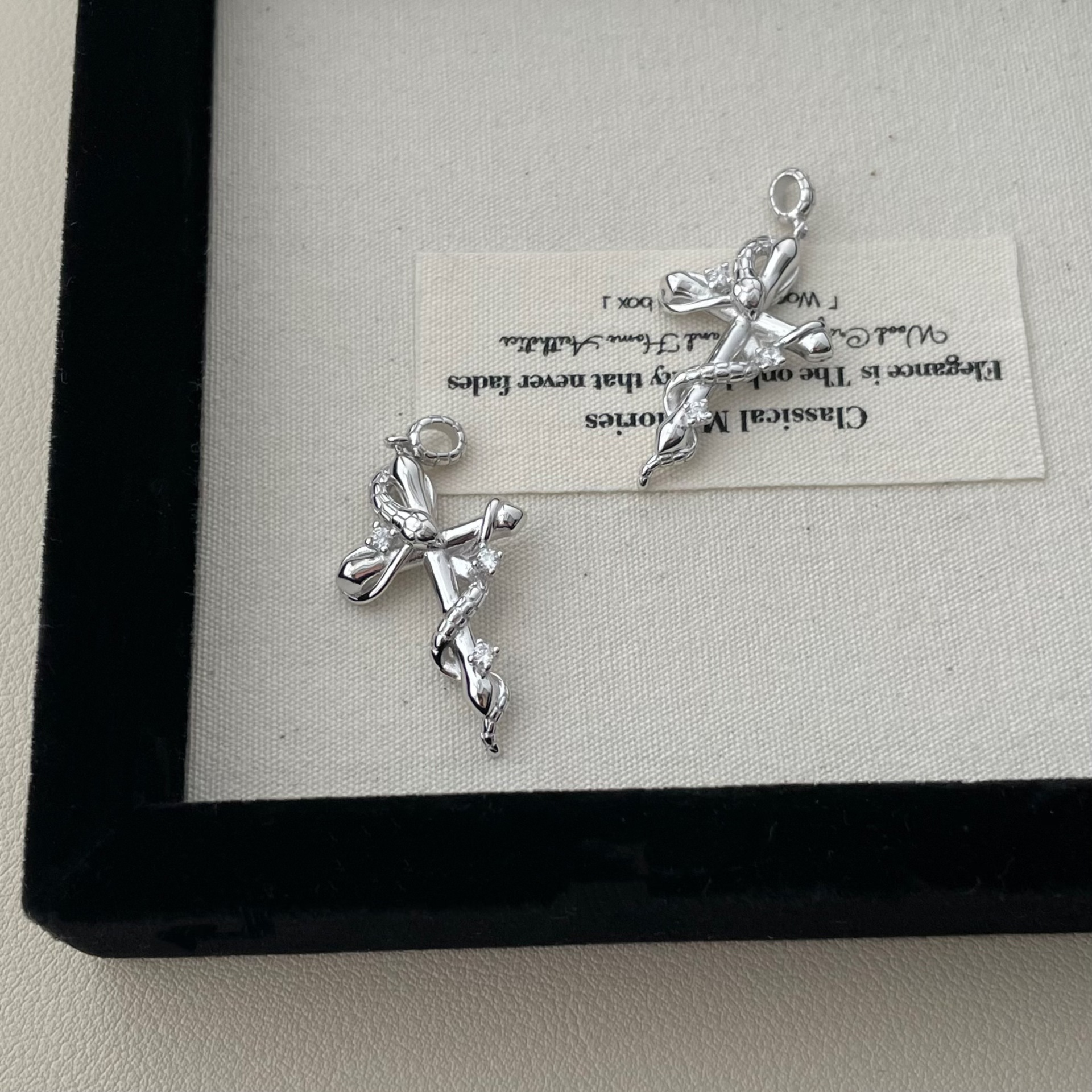 Unique Thin Silver Chain for Pendant – Artistic Cross Bow Necklace, 925 Sterling Silver Minimalist Jewelry