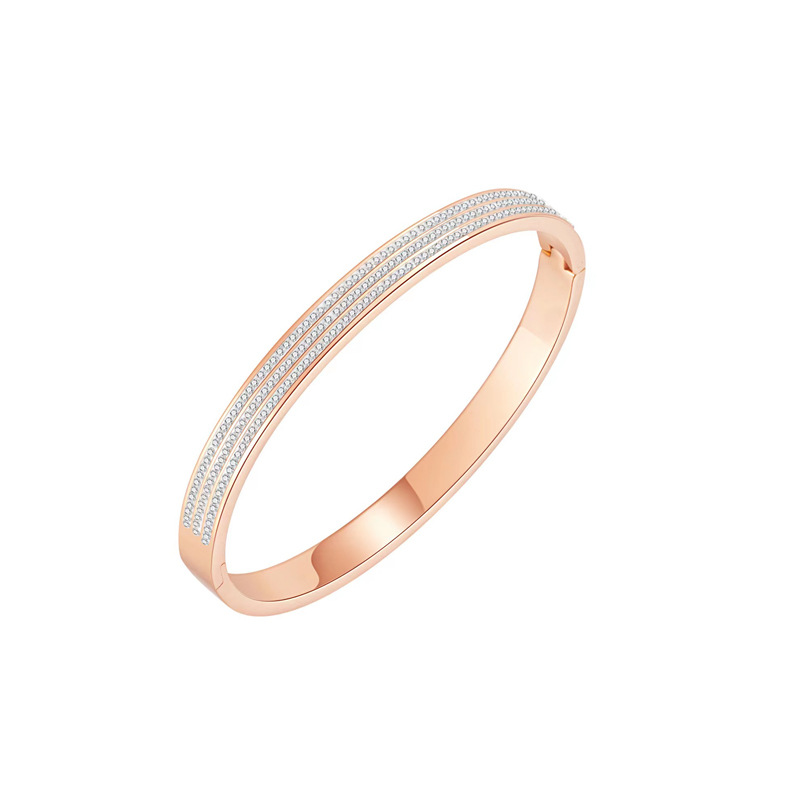 Triple Row Zircon Rose Gold Bangle Bracelet – Elegant Design from Chinese Jewelry Store