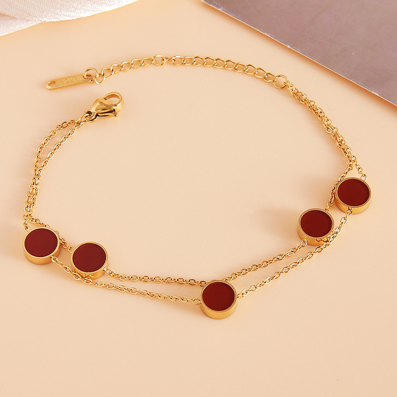 Double Layer Gold Bracelet with Green Round Charms – Wholesale Jewelry Supplies USA