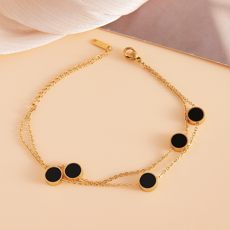 Double Layer Gold Bracelet with Green Round Charms – Wholesale Jewelry Supplies USA