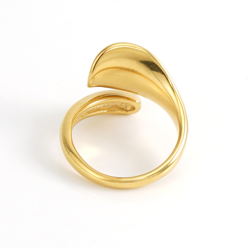 Gold Wave Ring - Elegant 18K Gold Plated Stainless Steel Open Band | Minimalist Modern Design