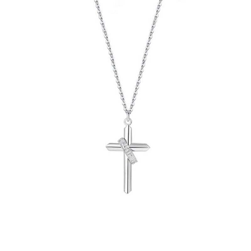 Men's Sterling Silver Cross Necklace - Italian Chain Faith Pendant Jewelry