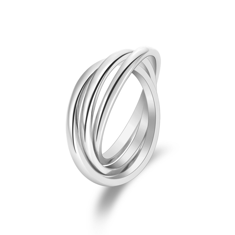 4-Color Titanium Stainless Steel Rolling Band Ring for Women