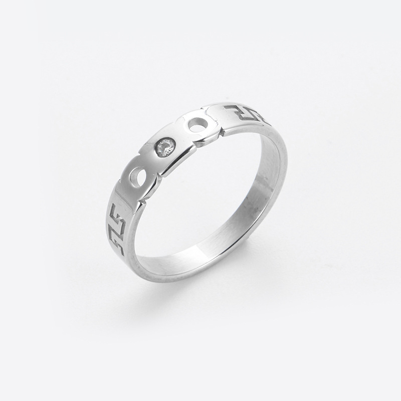 Engraved Fashion Titanium Steel Band Ring for Women