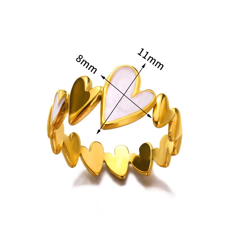 Vintage Heart Gold Plated Stainless Steel Rings – Romantic Adjustable Fashion Jewelry for Women