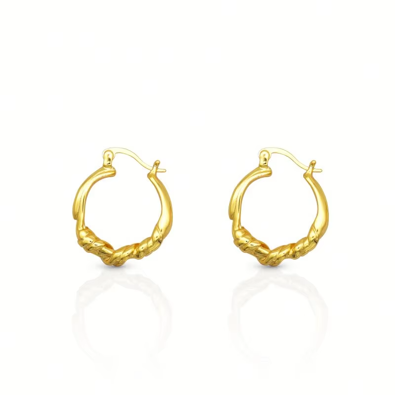 Chril April Trendy Style 925 Sterling Silver Gold Plated Simple Distortion Shaped Earrings