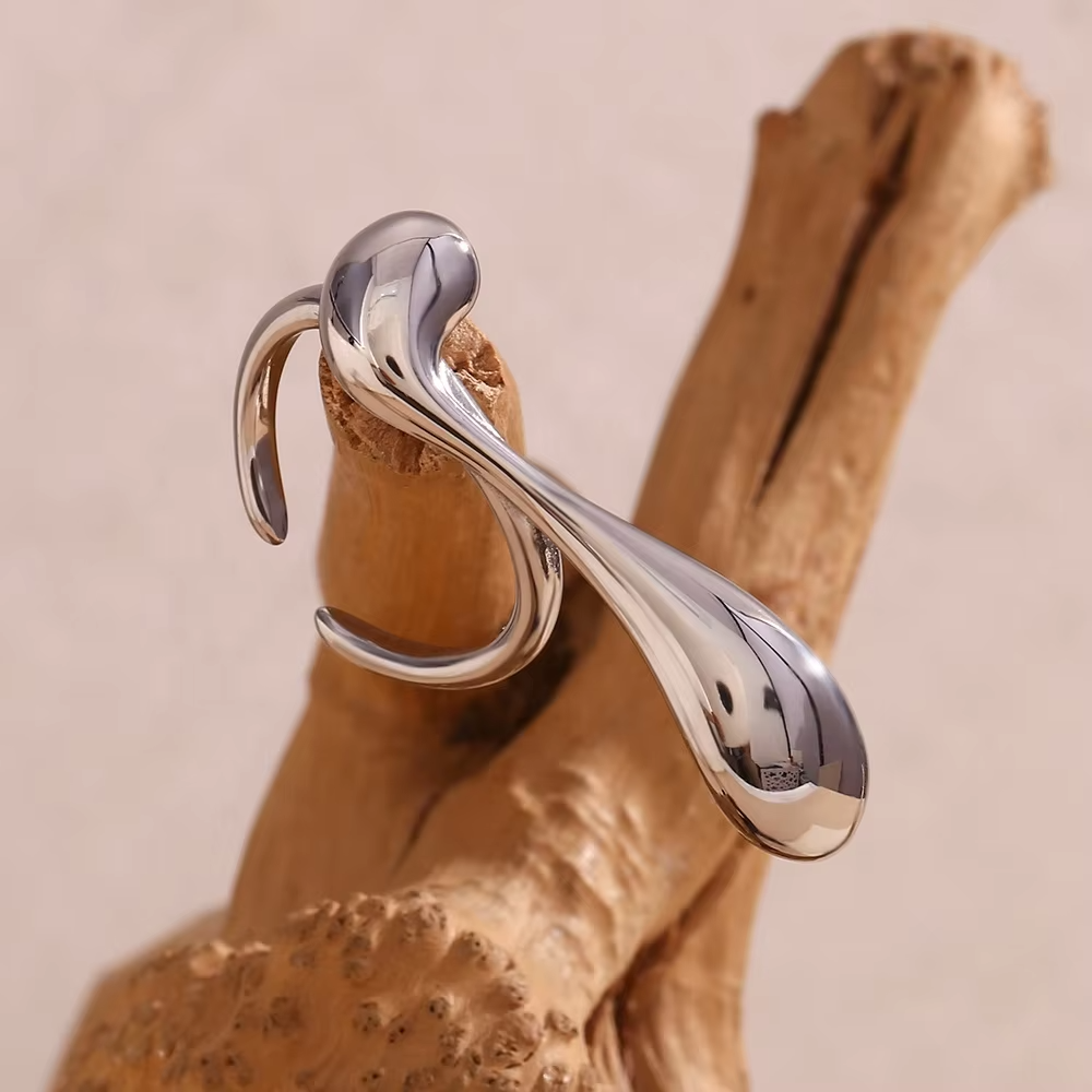 18K Gold Plated Double Finger Ring – Bold Stainless Steel Statement Jewelry for Women